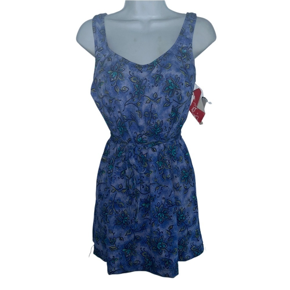 New Ceeb 18 Womens Blue Tie Waist Swimdress Plus Size Swimsuit